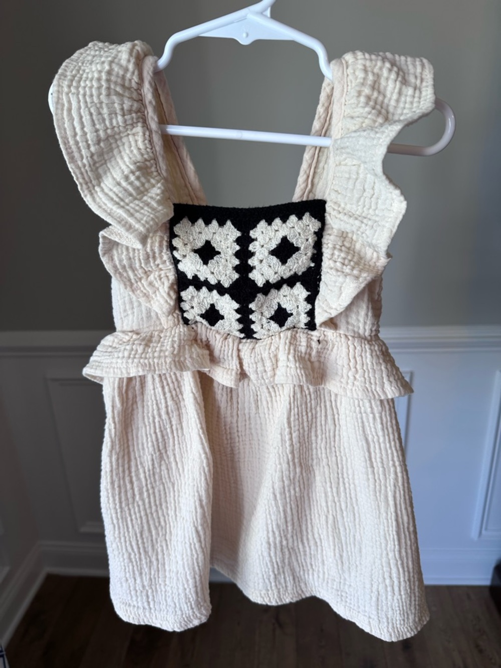 RZ by Rachel Zoe Muslin Cotton Crochet Ruffle Dress size 3T - Picture 6 of 8